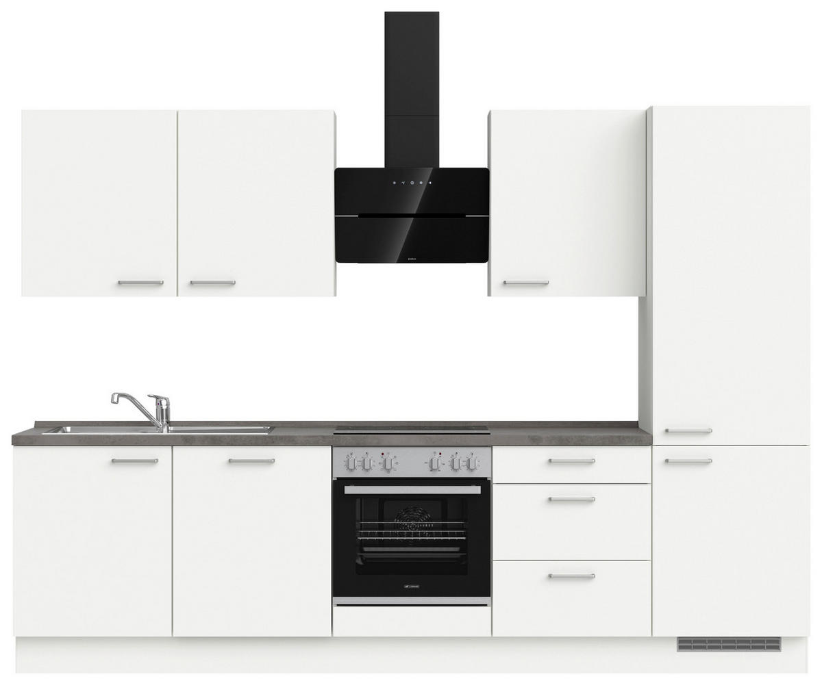 KÜCHENLEERBLOCK 300 cm   in Grau, Weiß  - Edelstahlfarben/Weiß, MODERN, Holzwerkstoff/Metall (300cm) - Nobilia