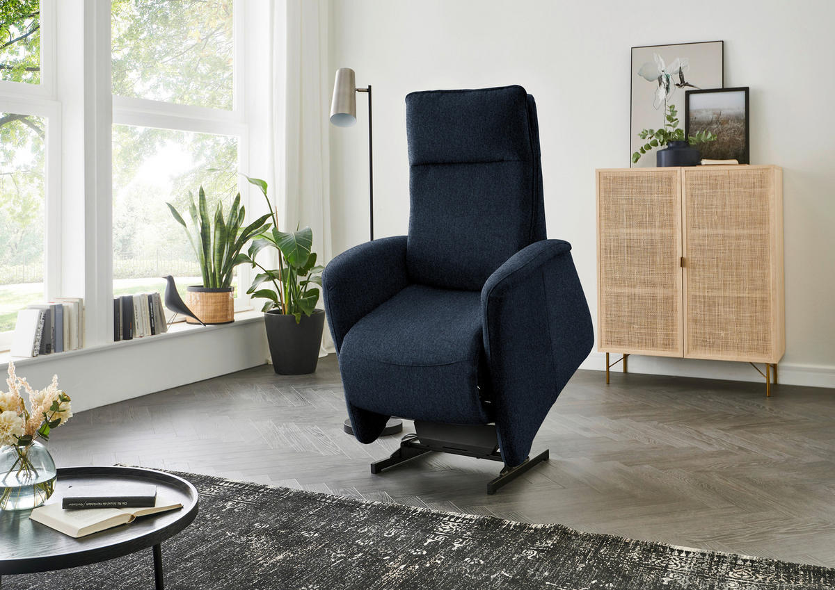 FERNSEHSESSEL in Chenille Blau  - Blau, Konventionell, Textil (79/114/87-176cm) - Valdera