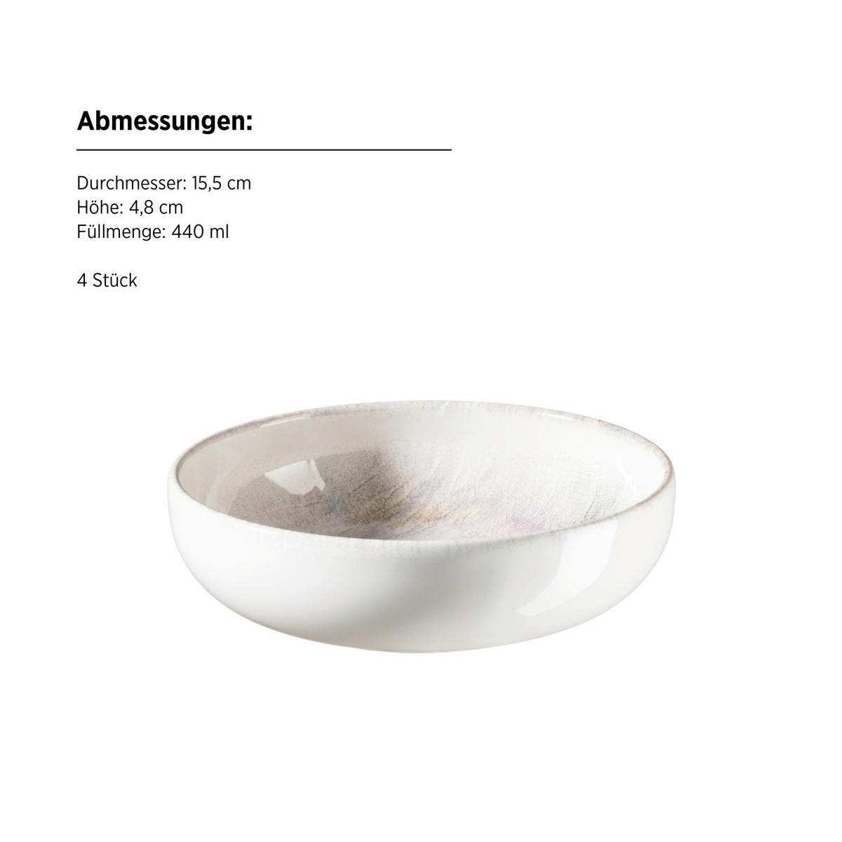 MÜSLISCHALENSET AQUARELLIA LILA  - Lila/Weiß, Basics, Keramik (15,5/4,8cm) - Mäser