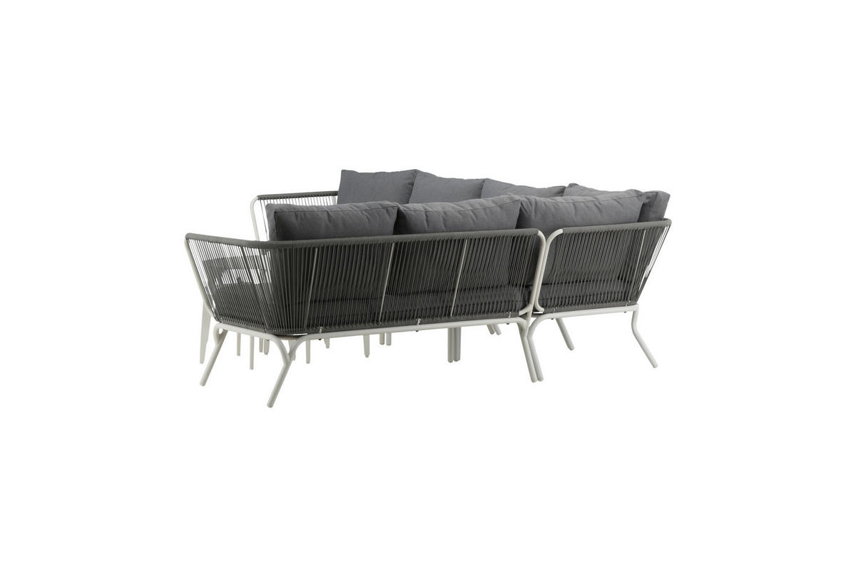 DINING-LOUNGESET  - Weiß/Grau, KONVENTIONELL, Textil/Metall - Gardenson