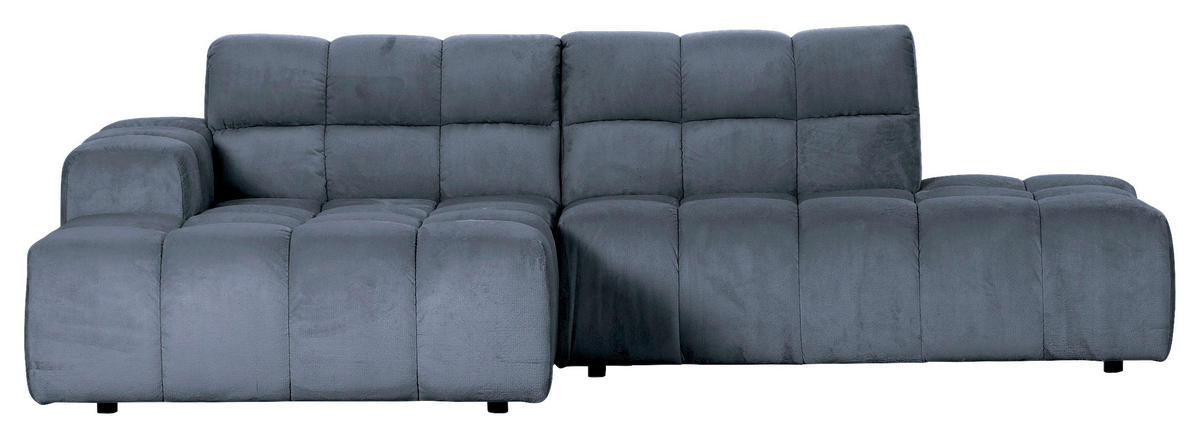 HÖRNSOFFA i plysch petrol  - petrol/svart, Klassisk, textil/plast (155/282cm) - MID.YOU