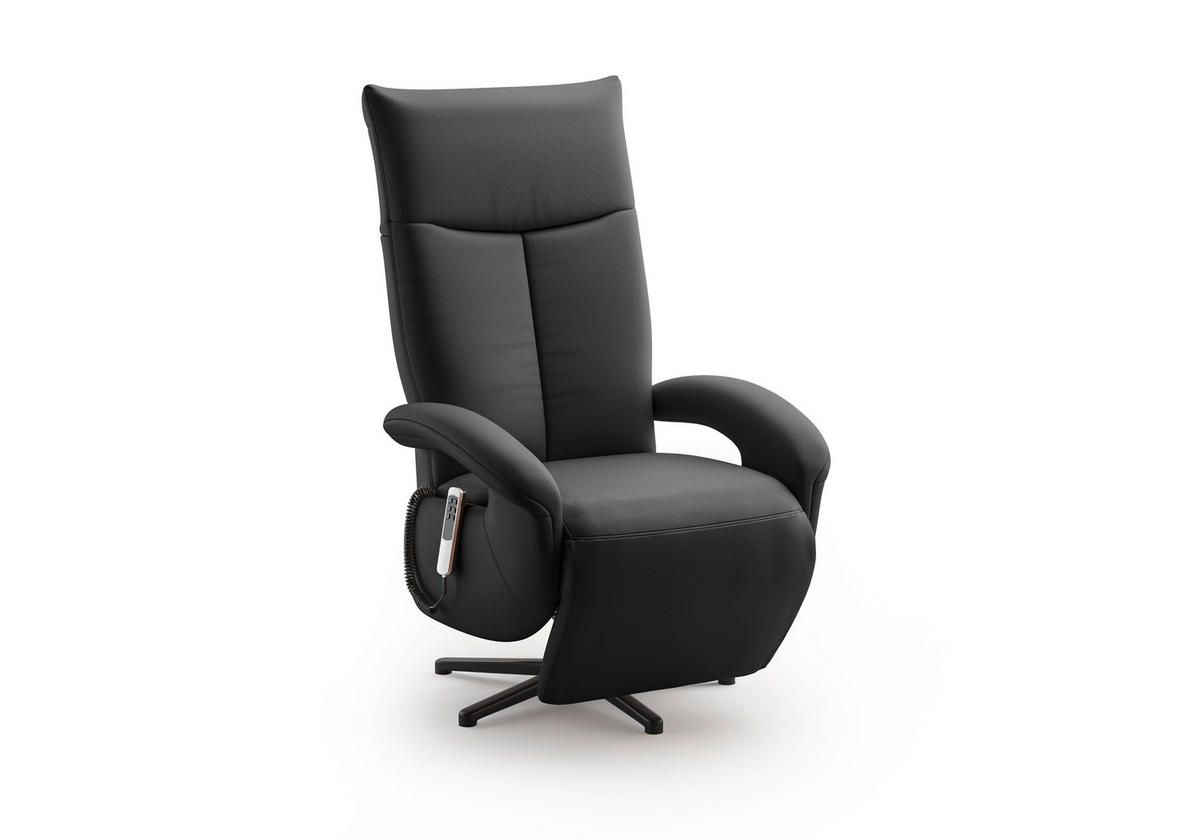 SESSEL in Echtleder Schwarz  - Schwarz, KONVENTIONELL, Leder/Metall (74/112/82cm) - Sit & More