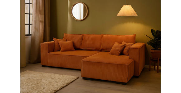 ECKSOFA in Cord Terracotta - Terracotta/Braun, KONVENTIONELL, Holz/Textil (230/190cm) - Carryhome