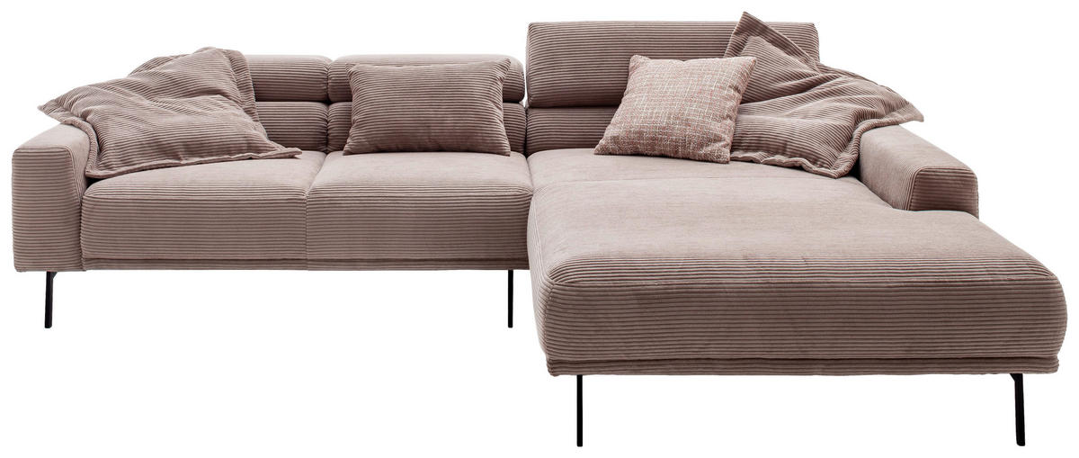 ECKSOFA  in Cord Taupe  293/215-217 cm  - Taupe/Schwarz, Design, Textil/Metall (293/215-217cm) - Schöner Wohnen