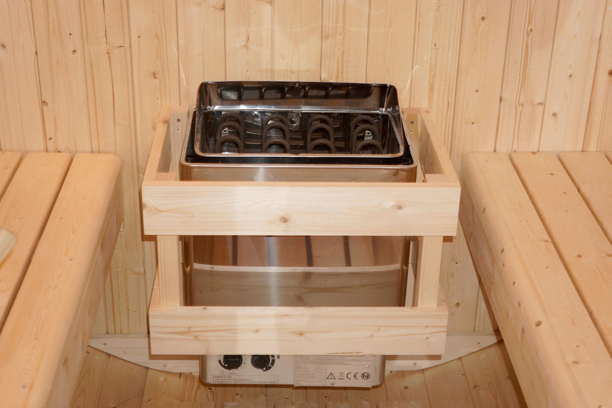 SAUNAFASS für 6 Personen TROMSÖ XL  - Fichtefarben, KONVENTIONELL, Glas/Holz (189/220/191,5cm) - Sanotechnik