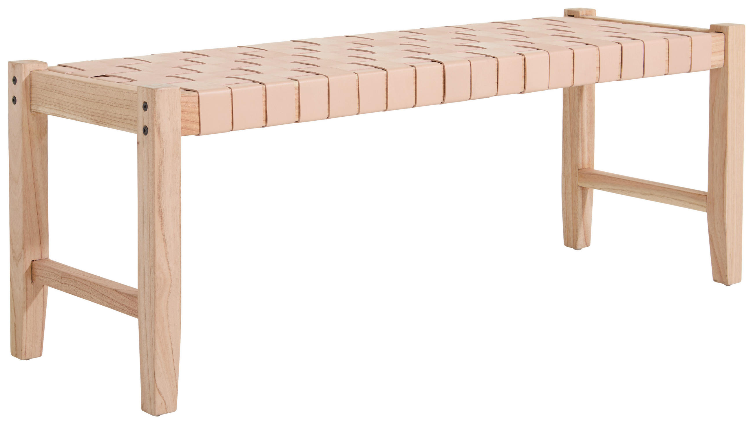 SITZBANK 120/45/40 cm Echtleder Naturfarben Mindiholz massiv  - Nussbaumfarben/Naturfarben, Design, Leder/Holz (120/45/40cm) - Livetastic