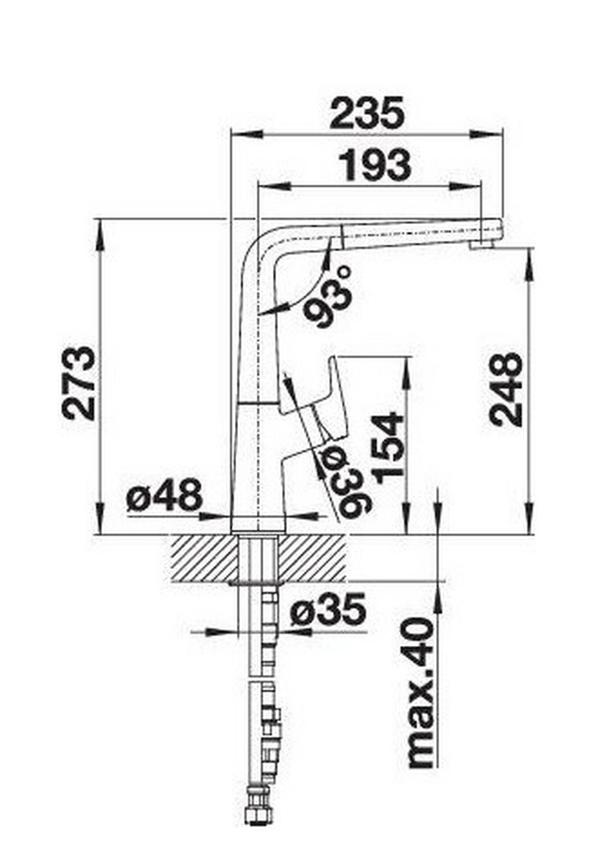 KÜCHENARMATUR 521278  - Anthrazit, Basics, Stein/Metall (10,1/27,3/23,4cm) - Blanco