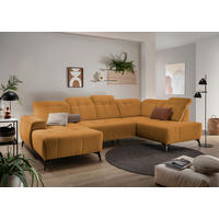 WOHNLANDSCHAFT SANO Goldfarben Cord  - Goldfarben/Schwarz, MODERN, Textil/Metall (180/337/200cm) - Livetastic
