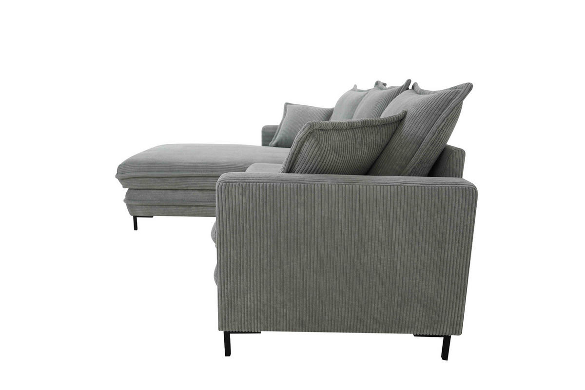 ECKSOFA  in Cord Grau  174/272 cm  - Schwarz/Grau, Design, Textil/Metall (174/272cm) - MID.YOU