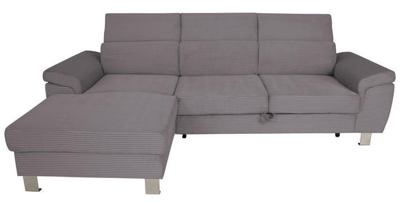 ECKSOFA inkl. Funktionen in Cord Dunkelgrau  - Dunkelgrau/Silberfarben, Design, Textil/Metall (167/250cm) - Xora