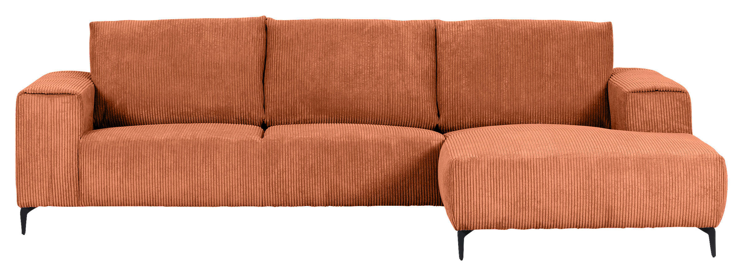 ECKSOFA Rostfarben Cord  - Rostfarben/Schwarz, KONVENTIONELL, Textil/Metall (285/170cm) - Carryhome