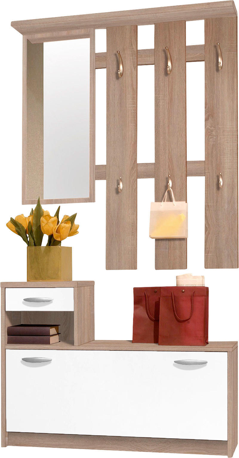 ŠATNA, 100/190/26 cm - bílá/barvy dubu, Design, kompozitní dřevo (100/190/26cm) - Carryhome