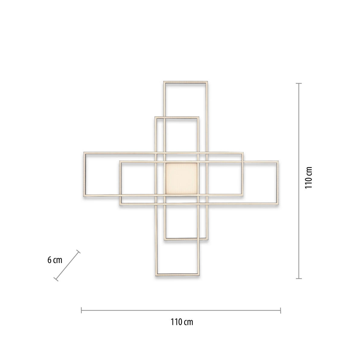 LED-DECKENLEUCHTE 110/110/6 cm    - Design, Kunststoff/Metall (110/110/6cm)