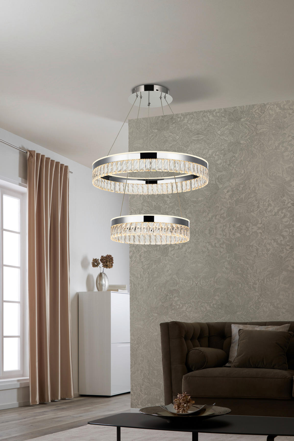 LED-HÄNGLAMPA Bunda 60/150 cm  - klar, Design, metall/glas (60/150cm) - Glandor