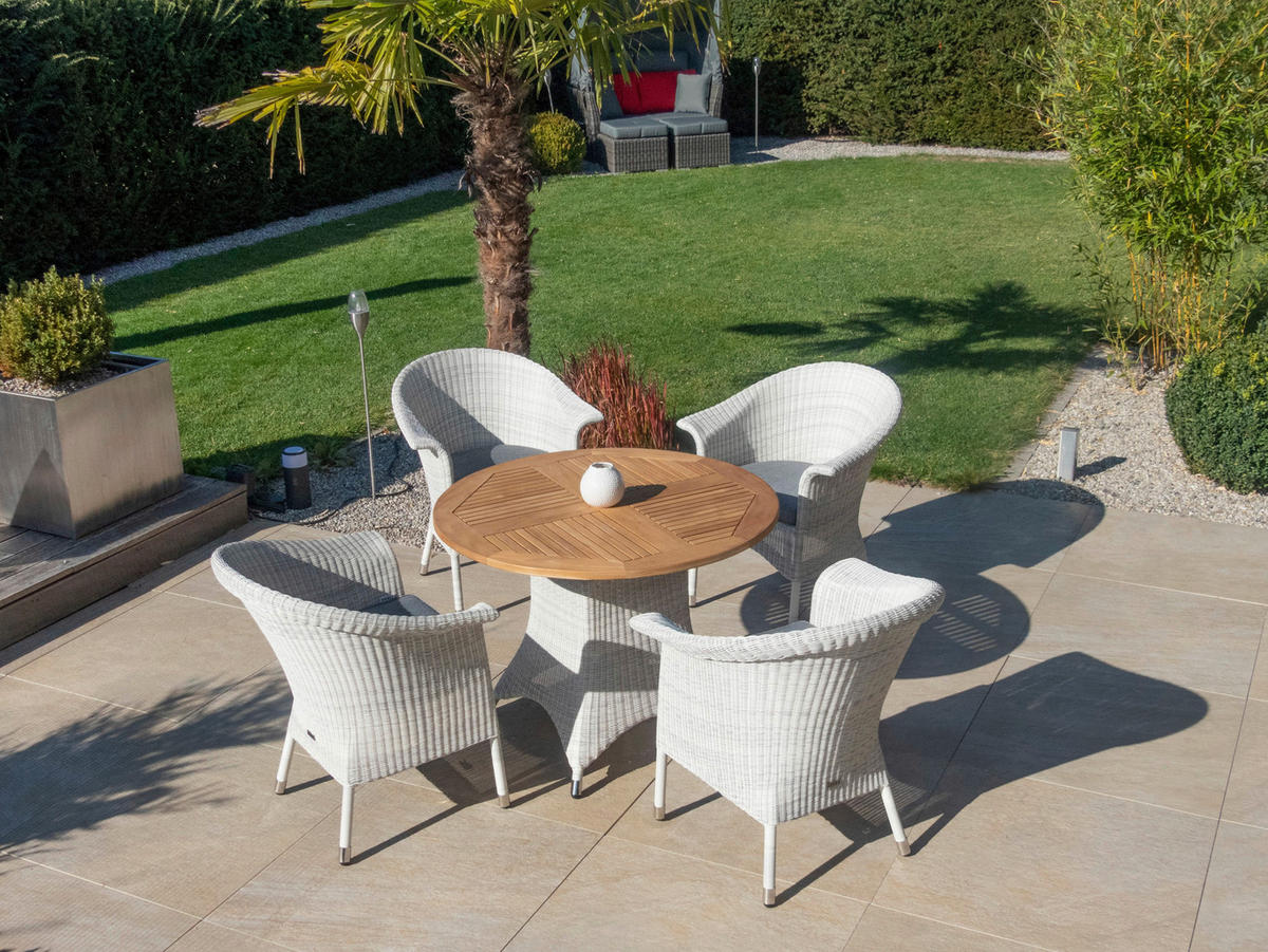 GARTENTISCH Holz, Metall, Kunststoff rund  - Alufarben/Weiß, Design, Holz/Kunststoff (100/75cm) - Zebra 