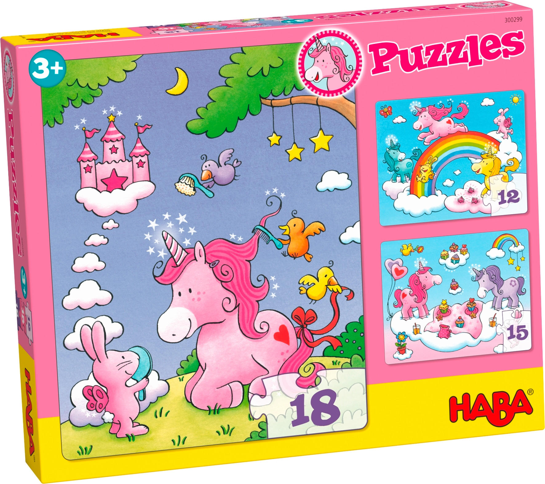 Puzzle Einhorn Glitzerglück - Rosa, Basics, Naturmaterialien (20/25cm) - Haba