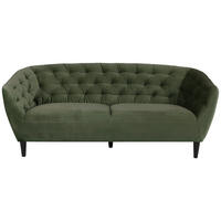 CHESTERFIELD-SOFA Dunkelgrün Samt  - Dunkelgrün/Schwarz, Trend, Holz/Textil (191/78/84cm) - Ambia Home
