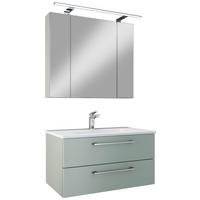 BADEZIMMER 4-teilig  in 82,2 cm  - Chromfarben/Salbeigrün, Basics, Glas/Keramik (82,2cm)