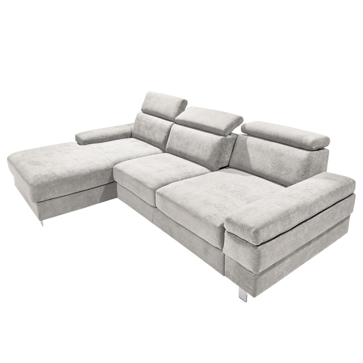 ECKSOFA in Webstoff Silberfarben  - Silberfarben, Konventionell, Textil/Metall (260/82/182cm) - Trendmanufaktur