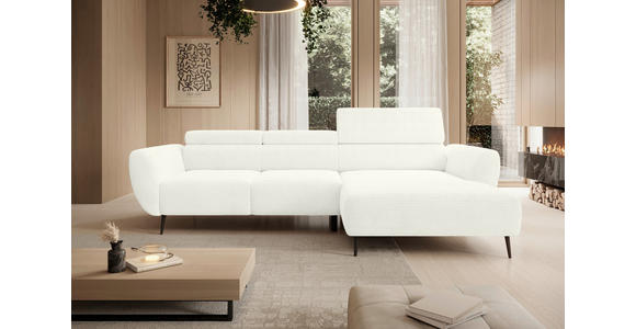 ECKSOFA in Cord Creme  - Creme/Schwarz, KONVENTIONELL, Textil/Metall (277/174cm) - Carryhome