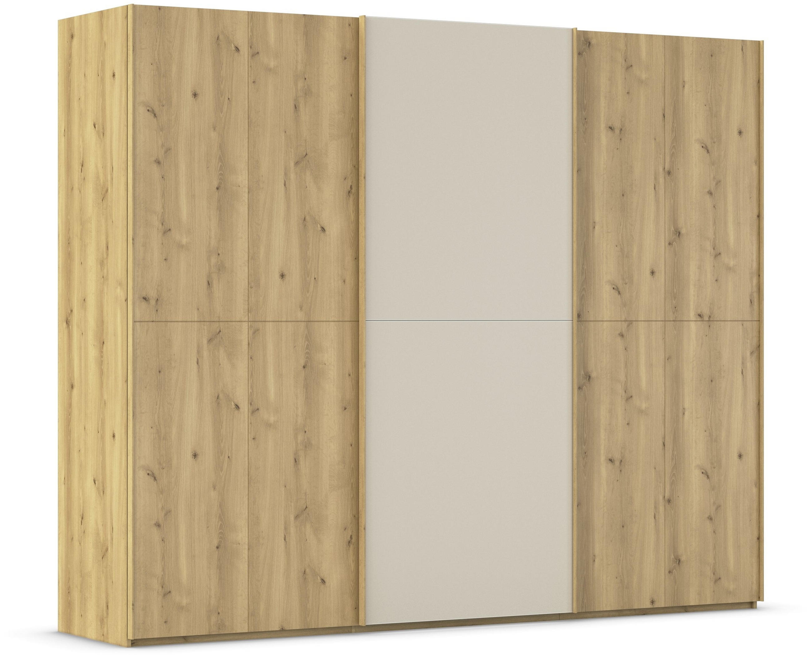 SCHWEBETÜRENSCHRANK 270/223/68 cm 3-türig Eichefarben, Champagner  - Champagner/Eichefarben, Design, Glas/Holz (270/223/68cm) - Novel