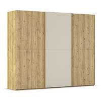 SCHWEBETÜRENSCHRANK 270/223/68 cm 3-türig Eichefarben, Champagner  - Champagner/Eichefarben, Design, Glas/Holz (270/223/68cm) - Novel