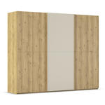 SCHWEBETÜRENSCHRANK 270/223/68 cm 3-türig Eichefarben, Champagner  - Champagner/Eichefarben, Design, Glas/Holz (270/223/68cm) - Novel