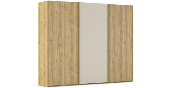 SCHWEBETÜRENSCHRANK 270/223/68 cm 3-türig Eichefarben, Champagner  - Champagner/Eichefarben, Design, Glas/Holz (270/223/68cm) - Novel