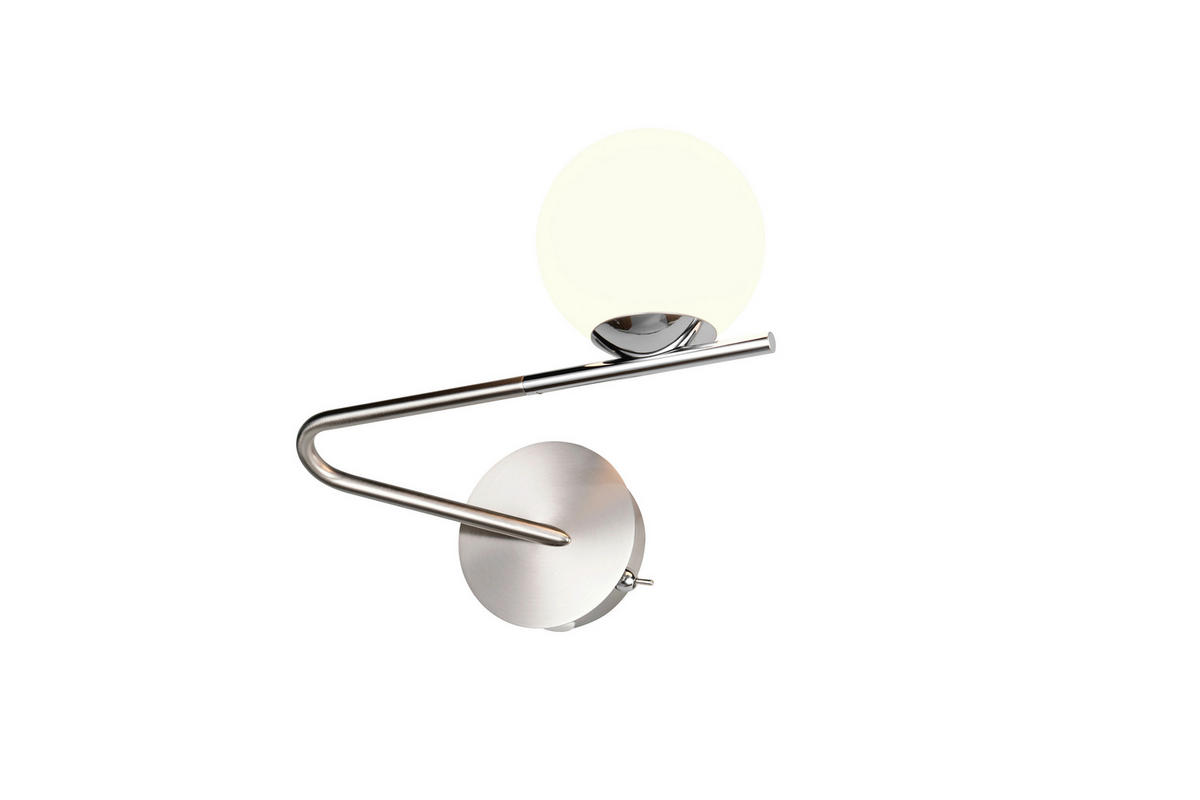 WANDLEUCHTE Flaming 13/21,5/25 cm   - Weiß/Nickelfarben, LIFESTYLE, Glas/Metall (13/21,5/25cm) - Trio Leuchten