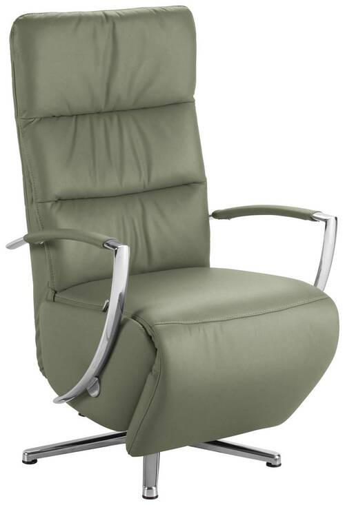 RELAXSESSEL in Leder Grün  - Chromfarben/Grün, Design, Leder/Metall (64/112/80cm) - Cantus