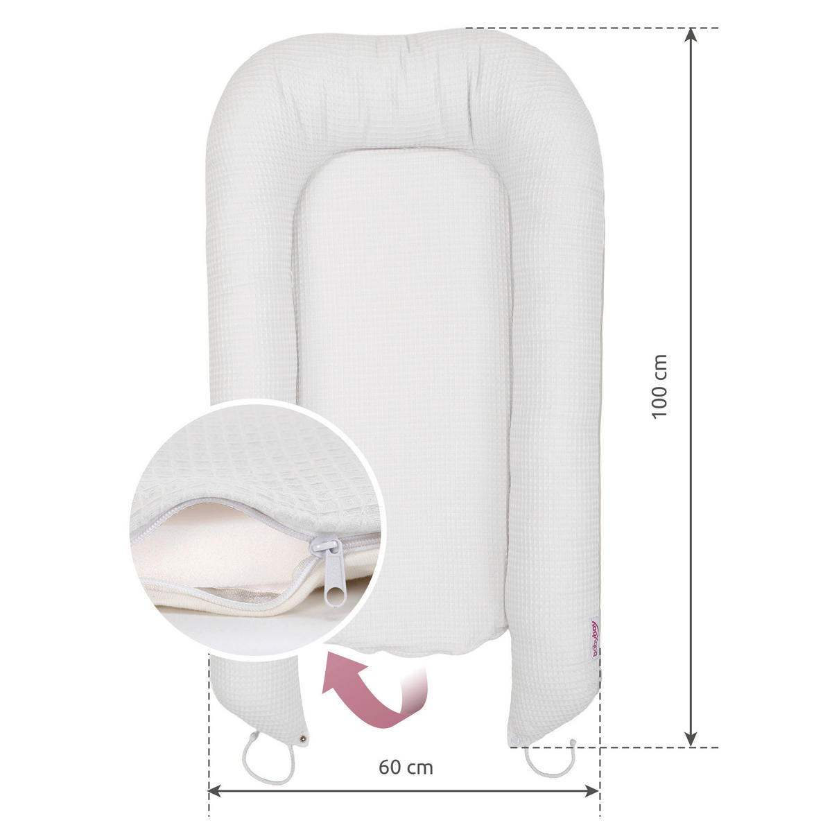 KUSCHELNEST babybay Kuschelnest Waffelpiqué  90/50/13 cm   - Weiß, Basics, Textil (90/50/13cm) - Babybay