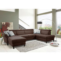 WOHNLANDSCHAFT Cognac Mikrofaser  - Cognac/Schwarz, KONVENTIONELL, Textil/Metall (165/317/193cm) - Sit & More