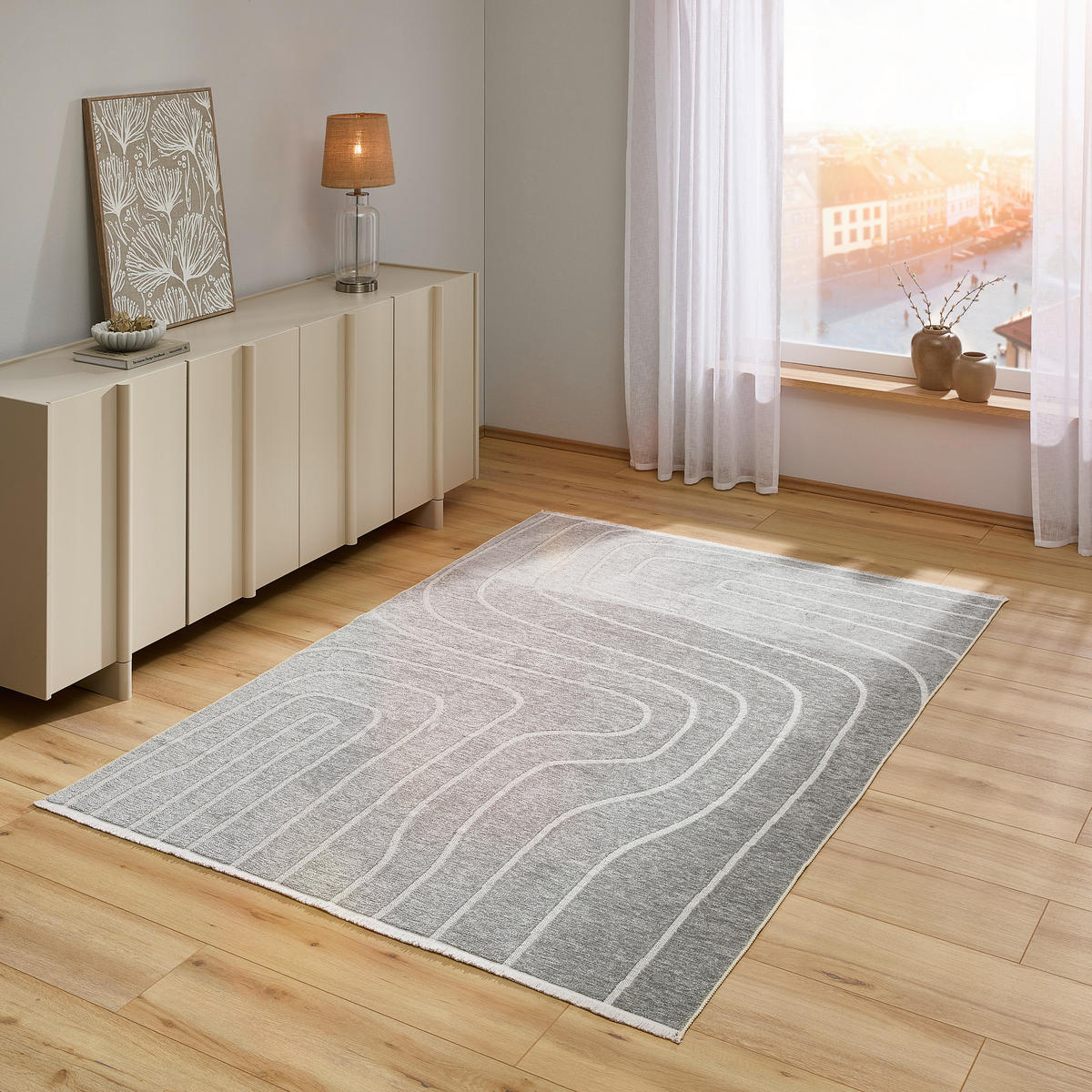 FLACHWEBETEPPICH  Wohnzimmer 80/150 cm Olivia Grau, Weiß rechteckig  - Weiß/Grau, LIFESTYLE, Textil (80/150cm) - Novel