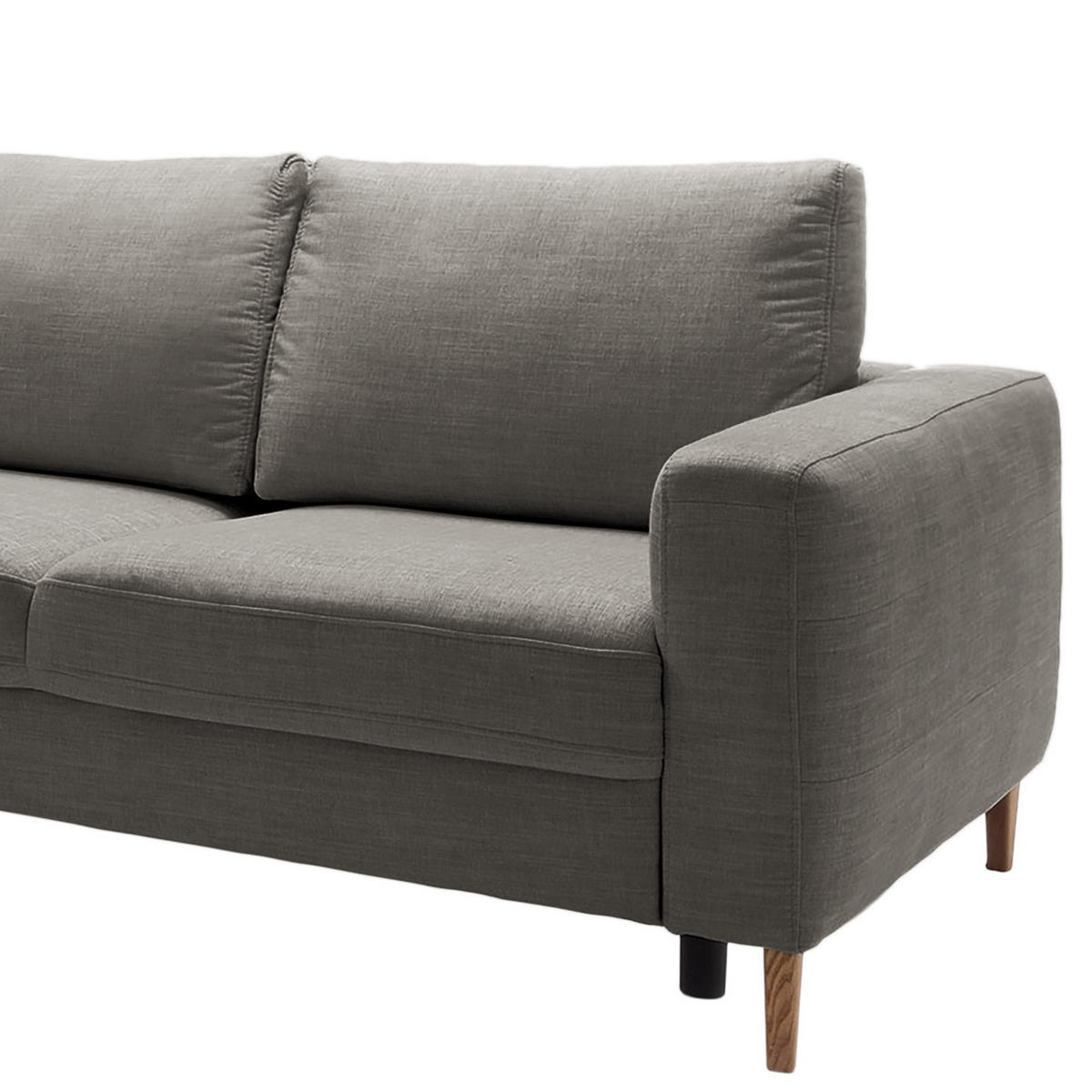ECKSOFA in Webstoff Dunkelgrau  - Dunkelgrau/Eschefarben, Modern, Holz/Textil (260/90/204cm) - Trendmanufaktur