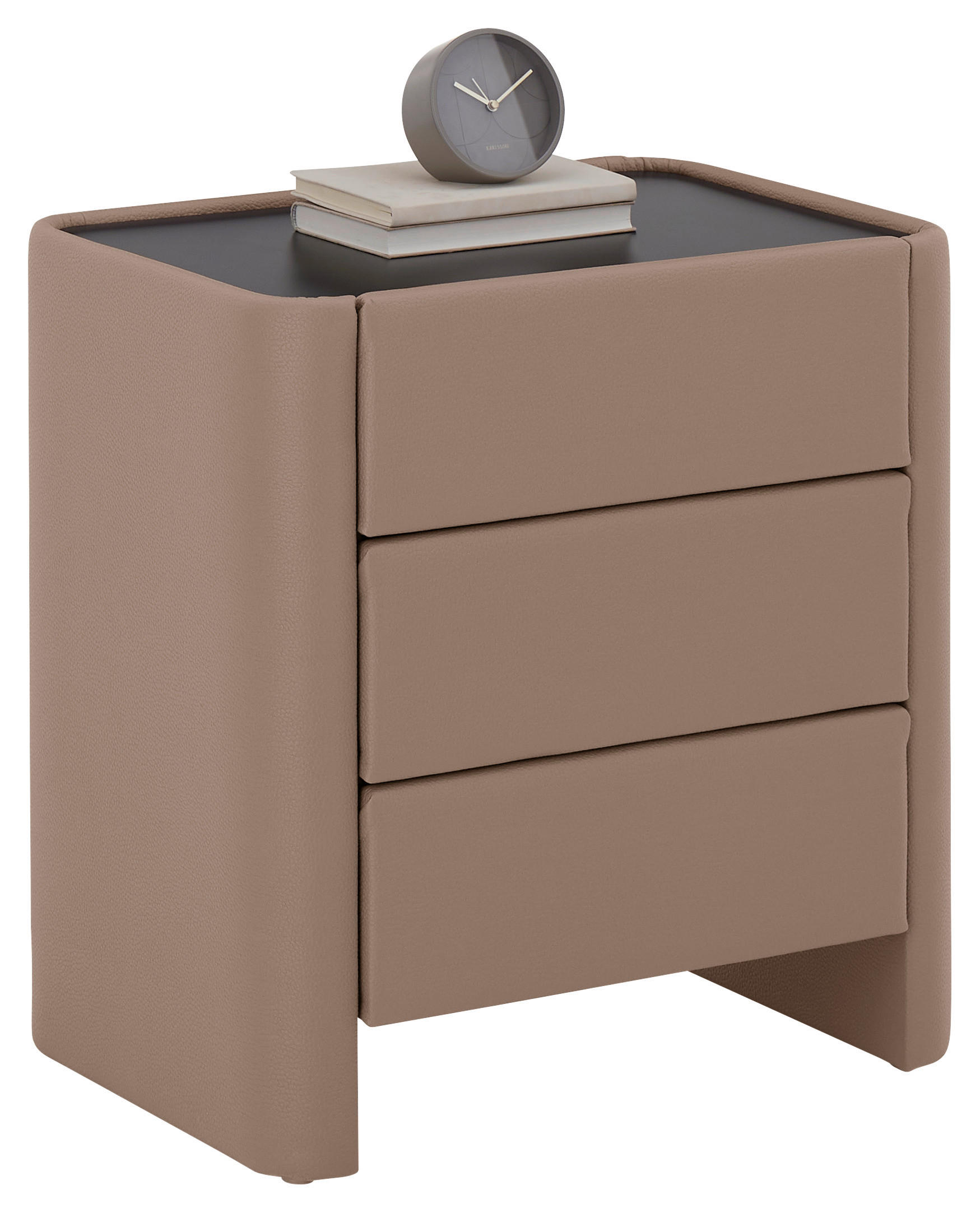 NACHTSCHRANK 57/60/41 cm  - Hellbraun/Greige, Design, Glas/Textil (57/60/41cm) - Johann Jakob