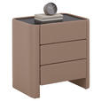 NACHTSCHRANK 57/60/41 cm  - Hellbraun/Greige, Design, Glas/Textil (57/60/41cm) - Johann Jakob