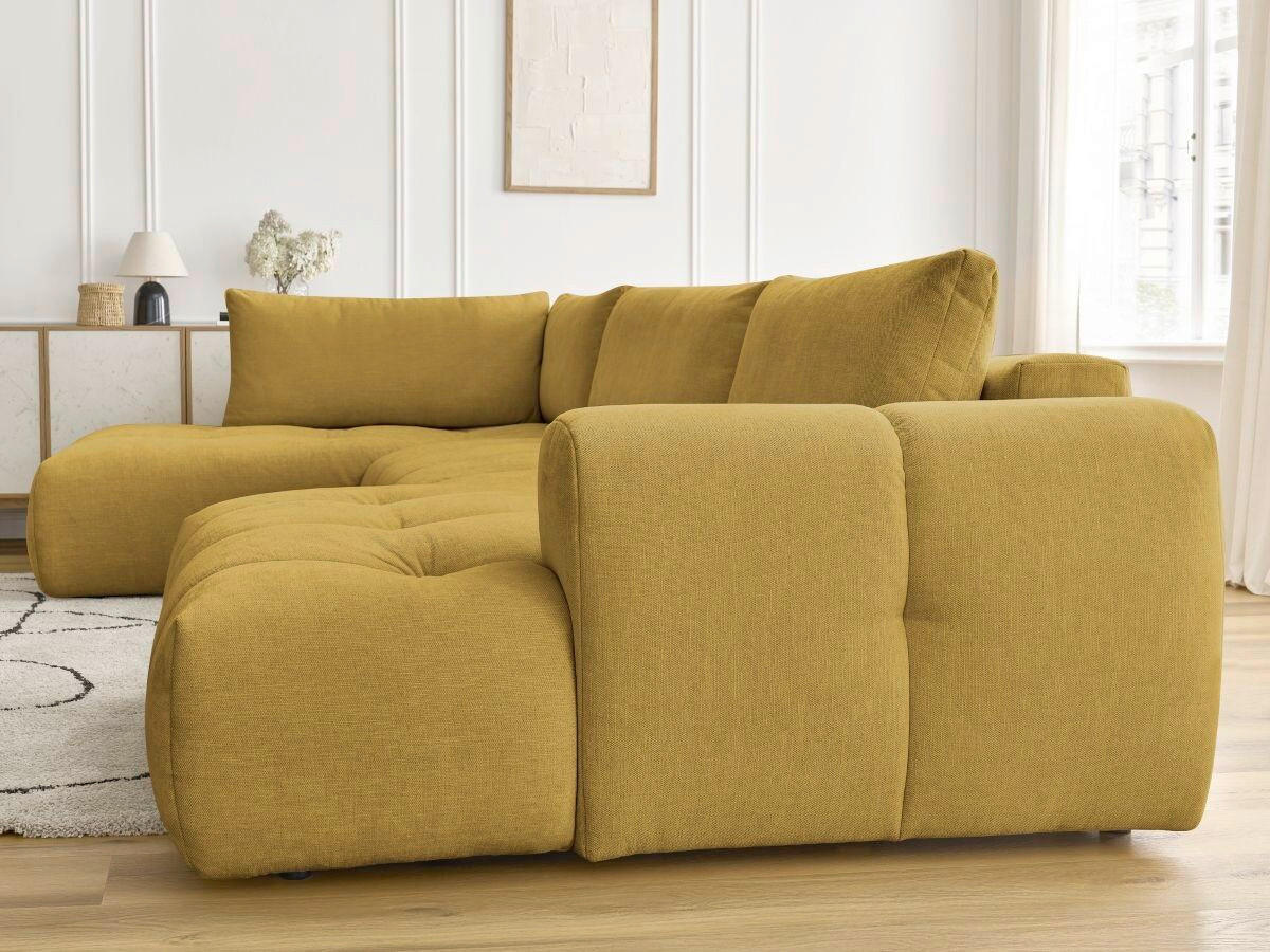 WOHNLANDSCHAFT  FUJI  Gelb Leinenoptik  - Gelb/Schwarz, MODERN, Kunststoff/Textil (204/377/160cm)
