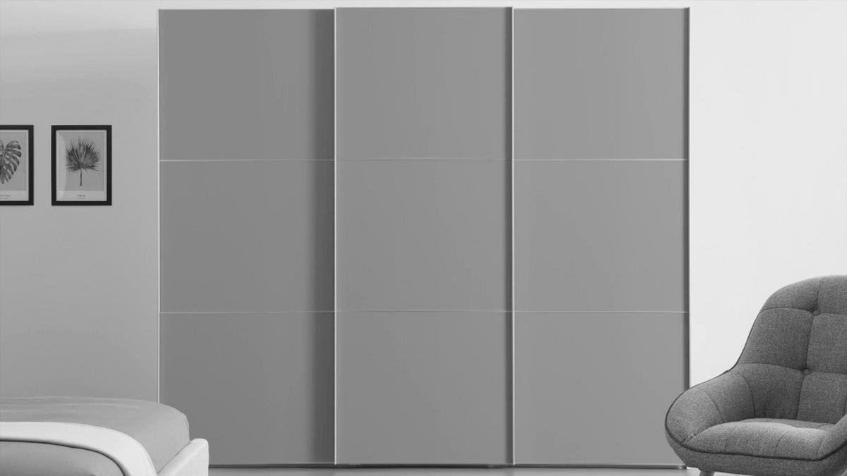 SCHWEBETÜRENSCHRANK in Grau  - Alufarben/Grau, Holzwerkstoff/Metall (298/222/68cm) - Moderano