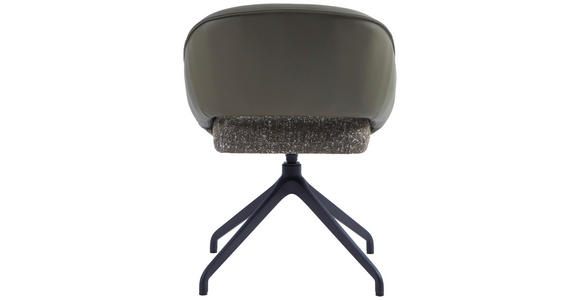 ARMLEHNSTUHL  Sitzfläche 360° drehbar, automatische Rückholfunktion Webstoff Echtleder  - Schwarz/Graugrün, Design, Leder/Textil (61/81/66cm) - Dieter Knoll