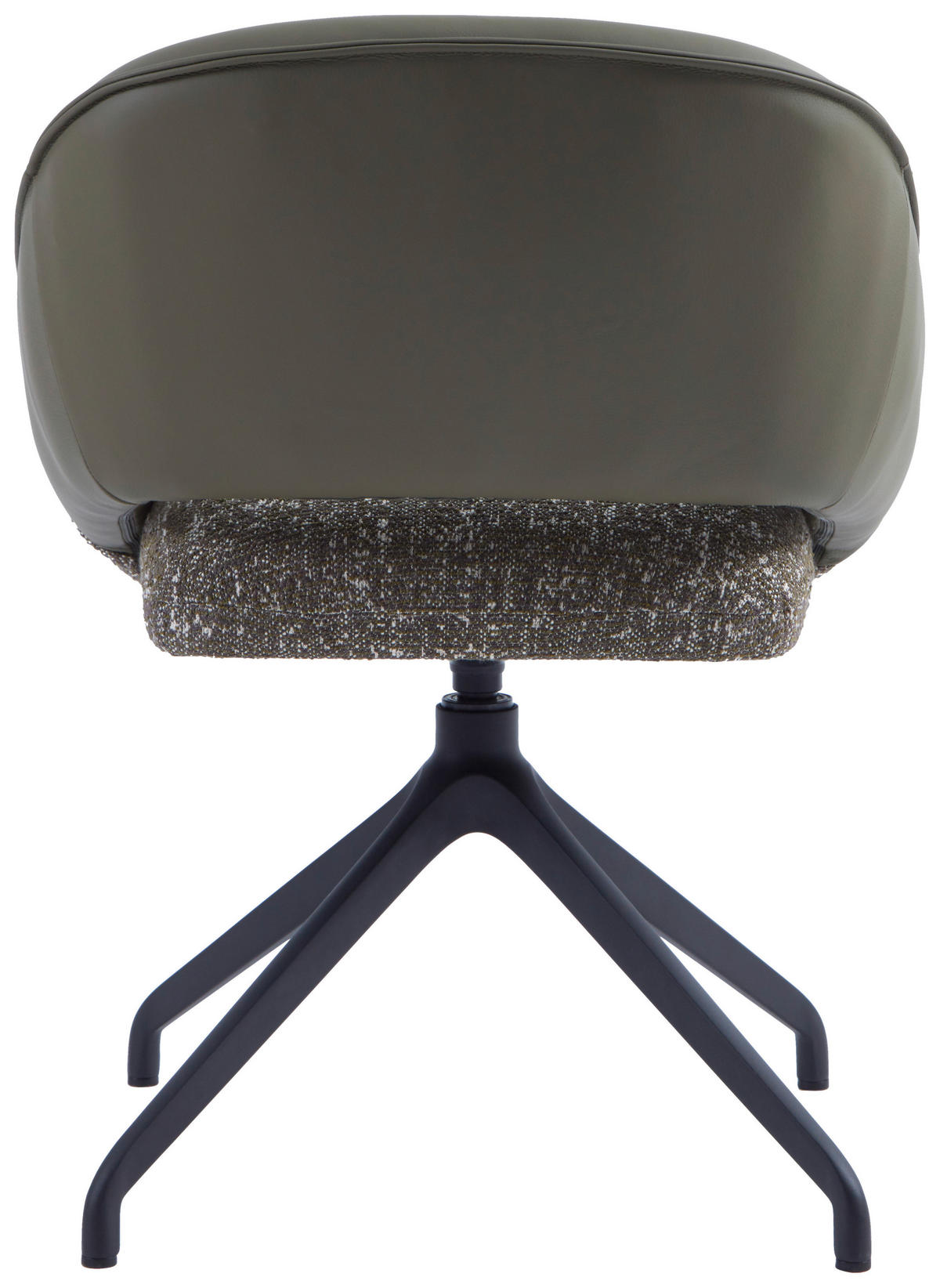 ARMLEHNSTUHL  Sitzfläche 360° drehbar, automatische Rückholfunktion Webstoff Echtleder  - Schwarz/Graugrün, Design, Leder/Textil (61/81/66cm) - Dieter Knoll