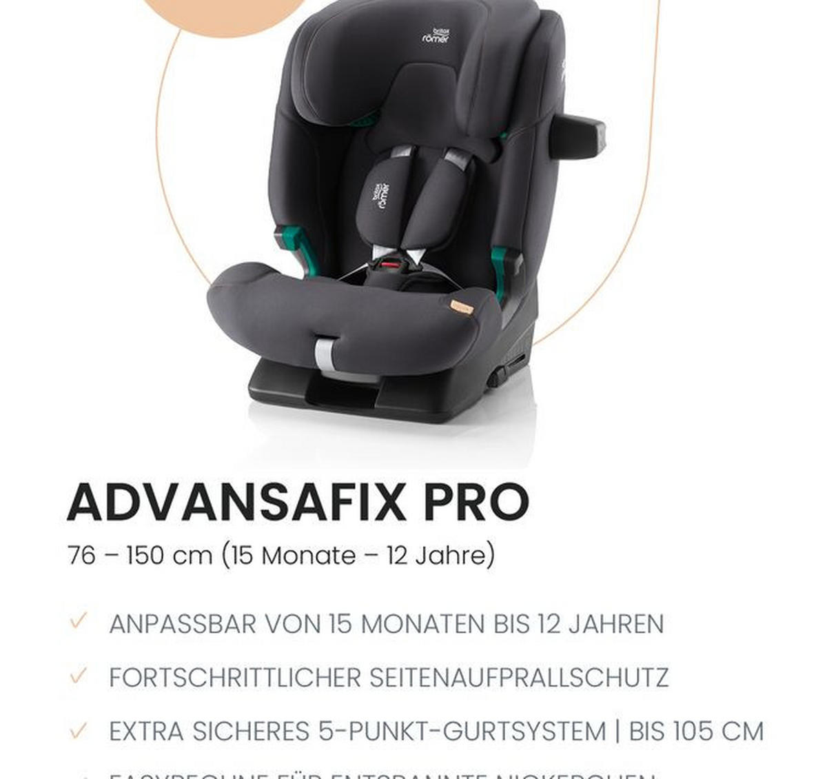 KINDERAUTOSITZ Advansafix Pro  - Greige/Hellgrau, Basics, Kunststoff/Textil (44/60/48cm) - Britax Römer