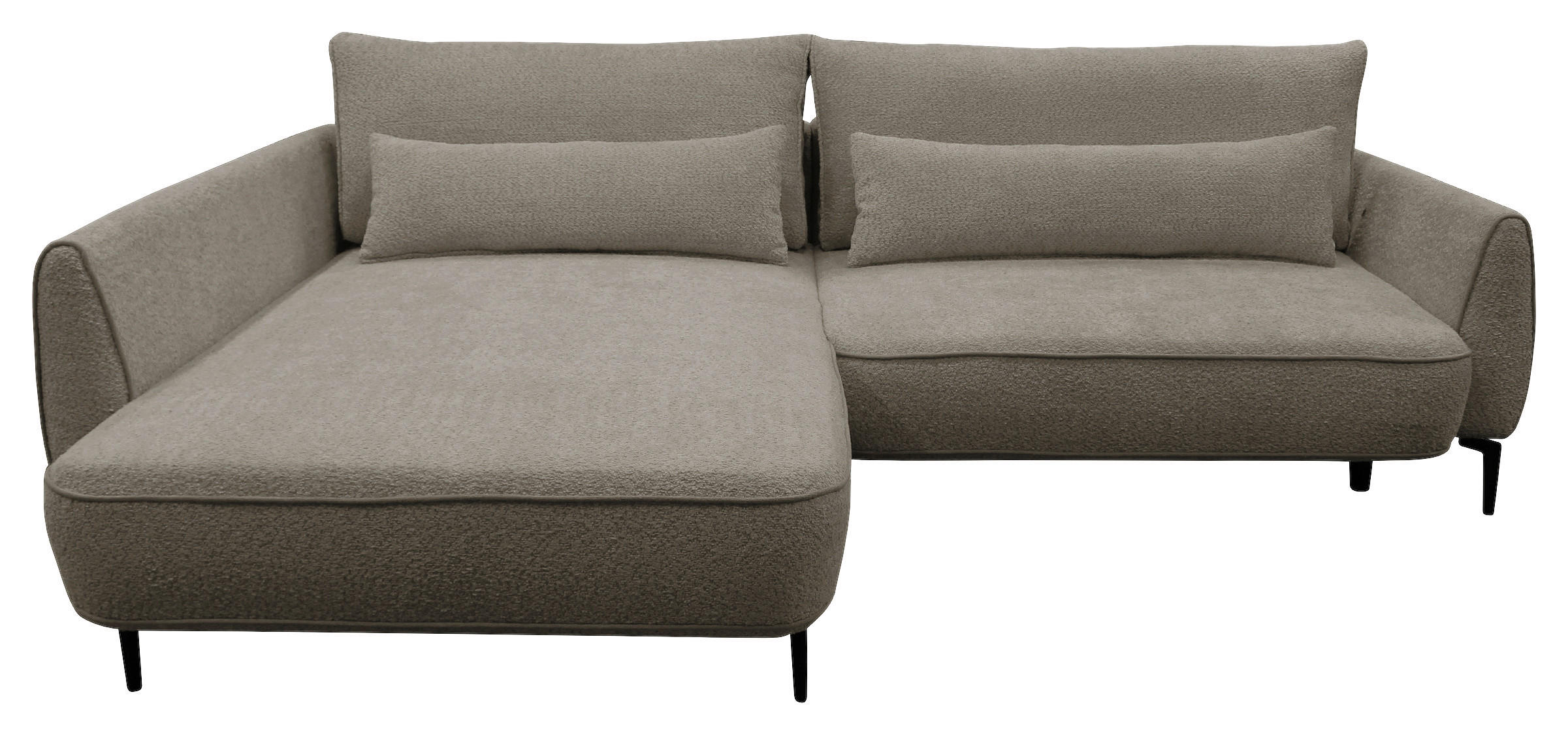 ECKSOFA in Bouclé Beige  - Beige/Schwarz, Design, Textil/Metall (204/273cm) - MID.YOU