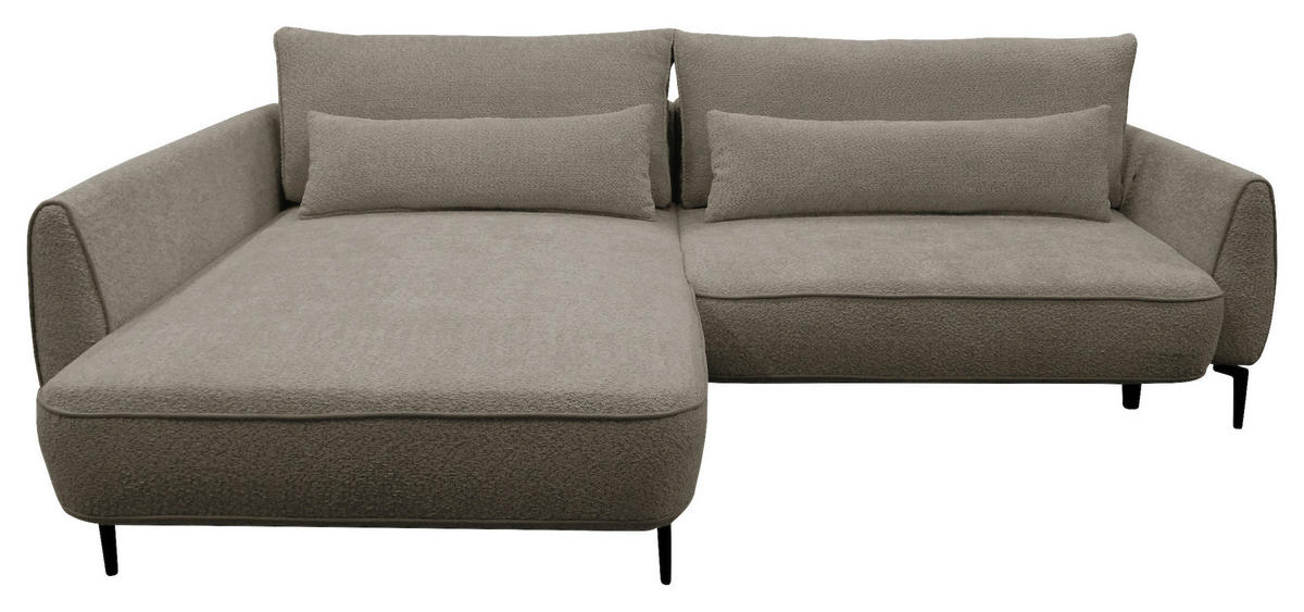 ECKSOFA Beige Bouclé  - Beige/Schwarz, Design, Textil/Metall (204/273cm) - MID.YOU