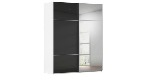 SCHWEBETÜRENSCHRANK  in Schwarz, Weiß  - Alufarben/Schwarz, KONVENTIONELL, Glas/Holzwerkstoff (201/223/68cm) - Novel