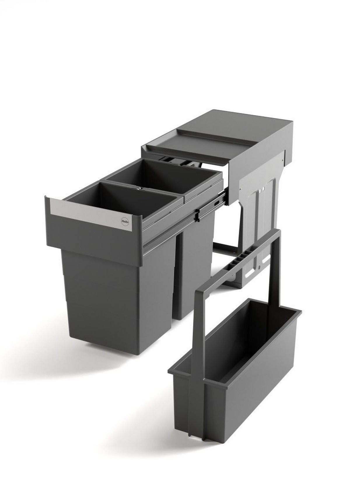 EINBAUABFALLSAMMLER 13 l  Metall  - Anthrazit/Grau, Basics, Kunststoff/Metall (45,7/42/28,3cm) - HKT
