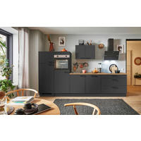KÜCHENBLOCK PN 80 340 cm  in Graphitfarben, Eichefarben  - Eichefarben/Schwarz, Design, Holzwerkstoff/Metall (340cm) - Pino