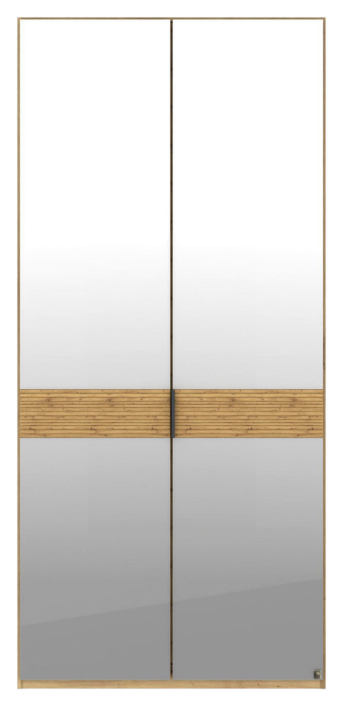 DREHTÜRENSCHRANK 100/216/58 cm,  in Eiche Bianco, 2 Tür(en)  - Schieferfarben/Eiche Bianco, Design, Glas/Holz (100/216/58cm) - Musterring