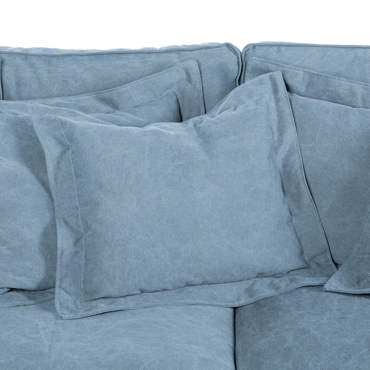BIGSOFA STELLA Webstoff Blau  - Blau/Schwarz, Design, Kunststoff/Textil (338/90/119cm) - P & B