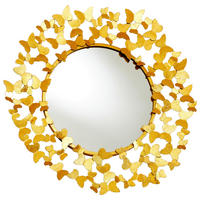 WANDSPIEGEL  - Goldfarben, Design, Glas/Metall (92/92/5cm) - Ambia Home