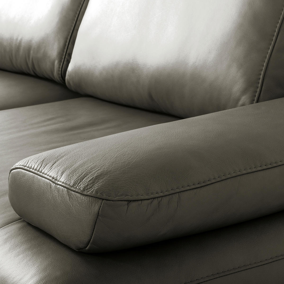 ECKSOFA Grau Echtleder  - Schwarz/Grau, Design, Leder/Metall (237/306cm) - Livetastic